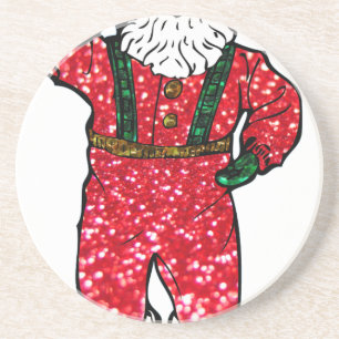 Posavasos De Arenisca purpurina negro santa claus