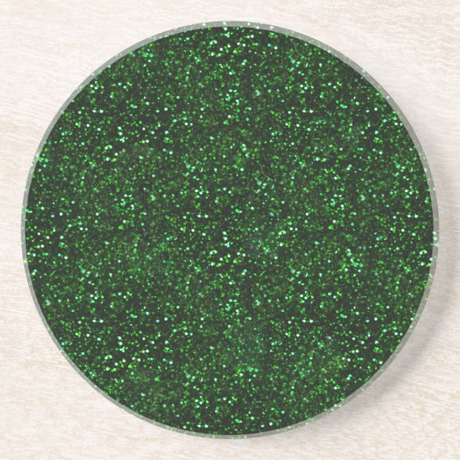 Posavasos De Arenisca Purpurina oscuro del verde esmeralda (Frente)