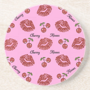 Posavasos De Arenisca RAB Rockabilly Besos de Cereza en Rosa