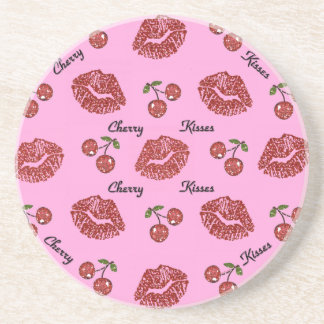 Posavasos De Arenisca RAB Rockabilly Besos de Cereza en Rosa