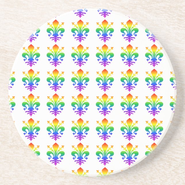 Posavasos De Arenisca Rainbow Fleur-de-lis (Frente)