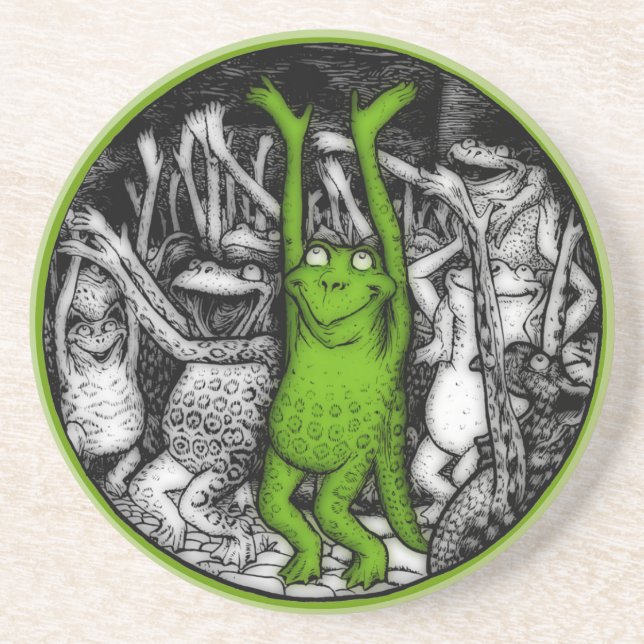 Posavasos De Arenisca Ranas alentadoras (Frente)