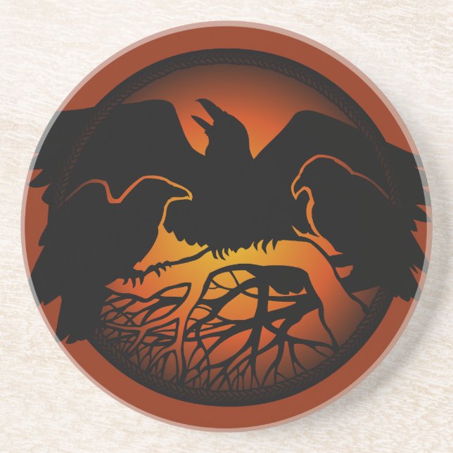 Posavasos De Arenisca Raven Coaster Raven Decour Raven Crow Art Coasters (Frente)