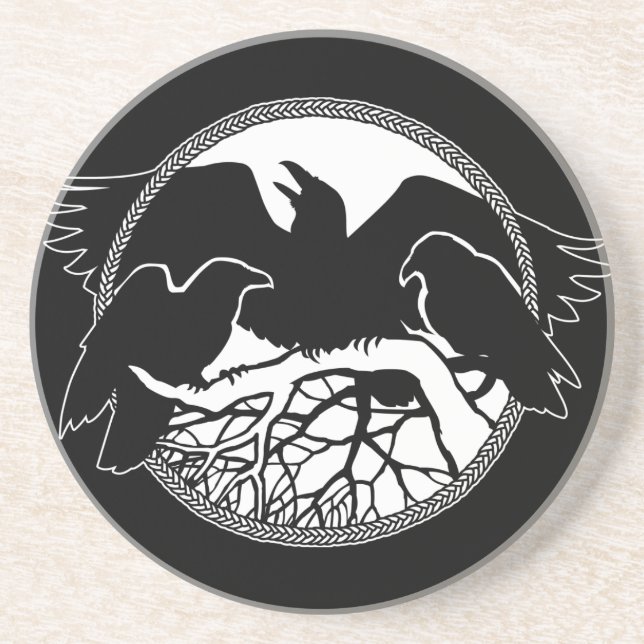 Posavasos De Arenisca Raven Coaster Raven Gift Raven & Crow Art Decor (Frente)