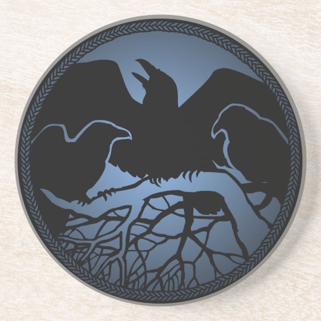 Posavasos De Arenisca Raven Coaster Raven Gift Raven & Crow Art Decor (Frente)