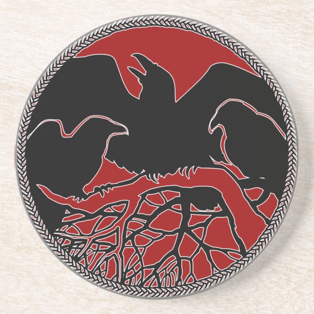 Posavasos De Arenisca Raven Coaster Raven Gift Raven & Crow Art Decor (Frente)