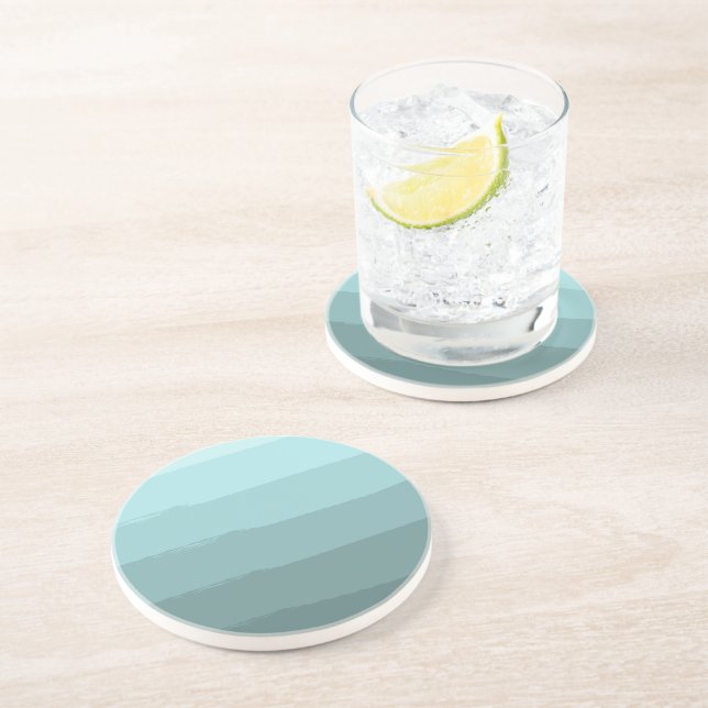 Posavasos De Arenisca Rayas abstractas Verde azuladas Aqua (Lado)