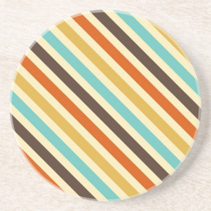 Posavasos De Arenisca Rayas diagonales 4 colores retro azul amarillo roj