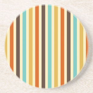 Posavasos De Arenisca Rayas Verticales Colores Retro Azul Amarillo Rojo