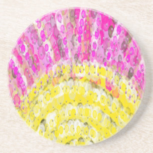 Posavasos De Arenisca Rayo de sol en amarillo y fucsia