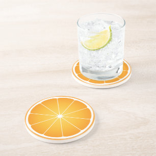Posavasos De Arenisca Rebanada de fruta de naranja jugosa y fresca