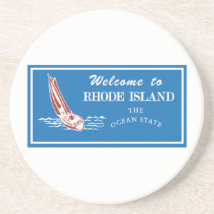 Posavasos De Arenisca Recepción señal de tráfico de Rhode Island - lo