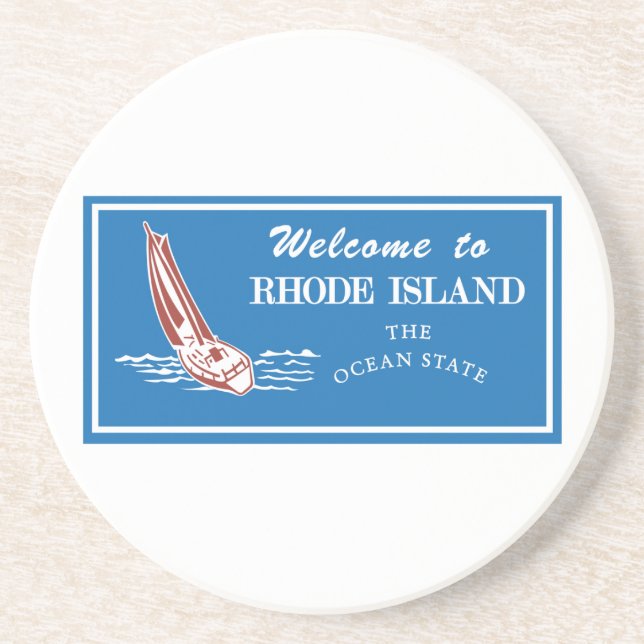 Posavasos De Arenisca Recepción señal de tráfico de Rhode Island - los (Frente)