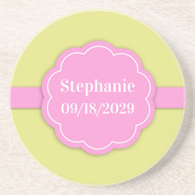 Posavasos De Arenisca Recién nacido Chica de Baby Shower (Frente)