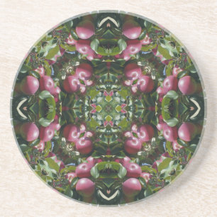 Posavasos De Arenisca Red Apples Kaleidoscope Nature Coaster