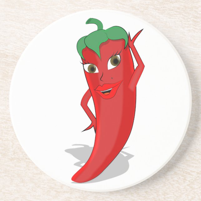 Posavasos De Arenisca Red Hot Pepper Diva (Frente)