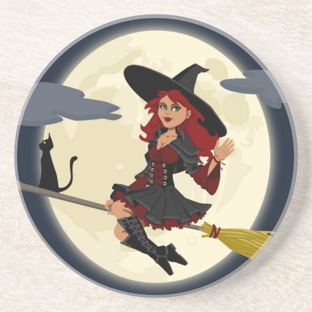POSAVASOS DE ARENISCA REDHEADED HALLOWEEN WITCH (Frente)