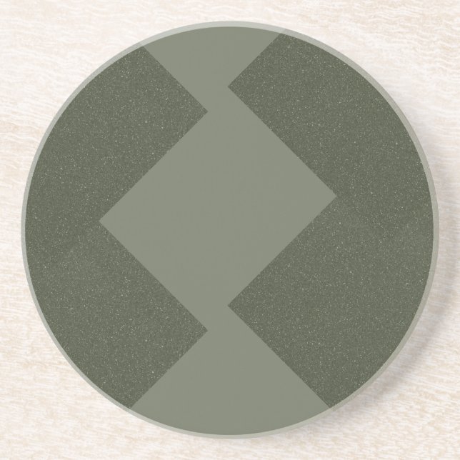 Posavasos de arenisca redondo verde musgo (Frente)