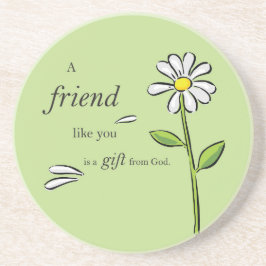 Posavasos De Arenisca Regalo de Dios Amigo, Margarita en Verde, Religios