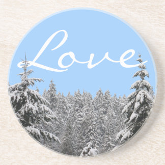 Posavasos De Arenisca Regalo forestal cubierto de nieve de montaña de in