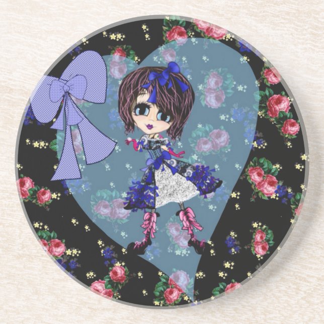 Posavasos De Arenisca Regalos góticos de Lolita Saphire azules y ondulad (Frente)