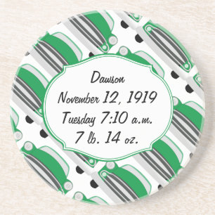 Posavasos De Arenisca Regalos para Baby Shower de Auto Retro Verde Dulce