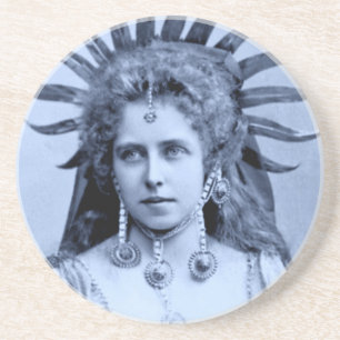 Posavasos De Arenisca Reina María de Rumania como Reina del Sol - azul