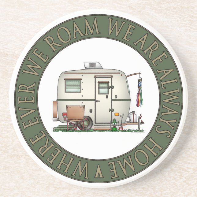 Posavasos De Arenisca Remolque de cristal del viaje del campista del (Frente)