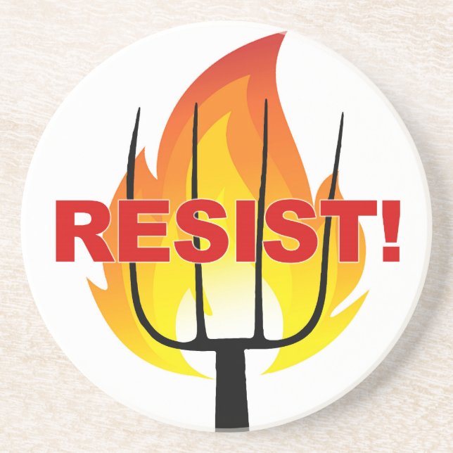 Posavasos De Arenisca Resistance Torch and Pitchfork (Frente)