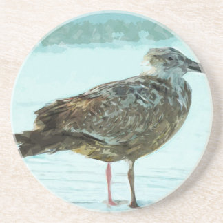 Posavasos De Arenisca Resumen del Herring Gull en la playa