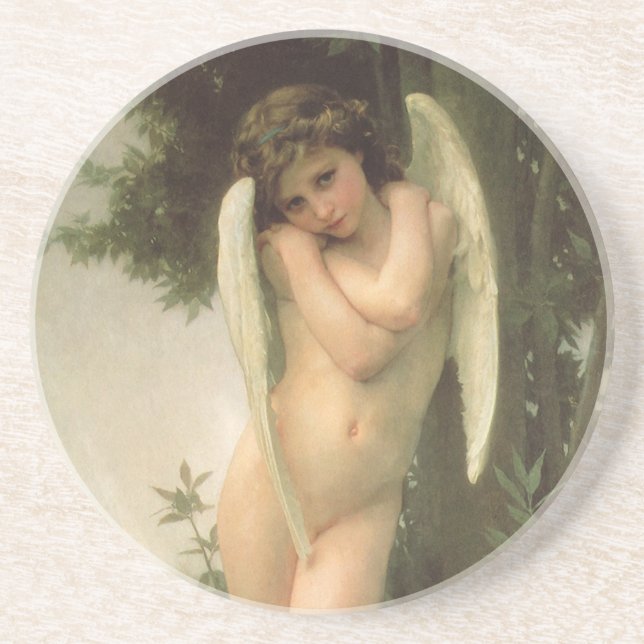Posavasos De Arenisca Retrato Ángel Cupido (Cupidón) por Bouguereau (Frente)