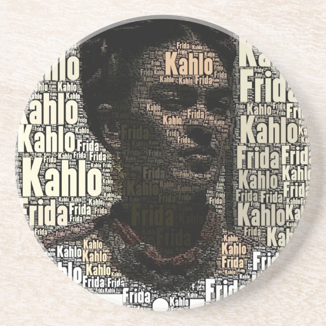 Posavasos De Arenisca Retrato de letras de Frida Kahlo (Frente)