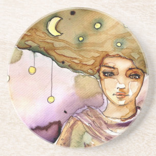 Posavasos De Arenisca Retrato y mujer abstractos del bonito