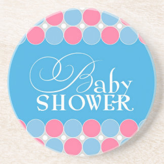 Posavasos De Arenisca Retro Blue Pink Baby Shower Coaster