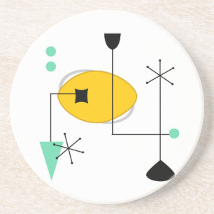 Posavasos De Arenisca retro simple amarillo azul moderno