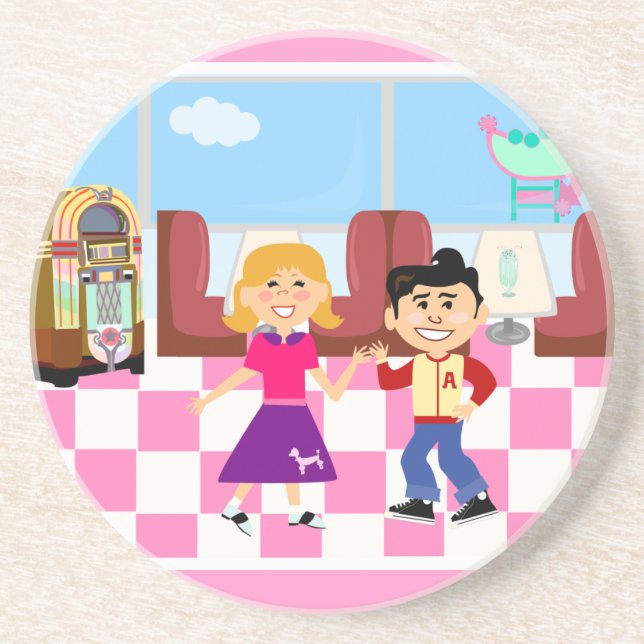 Posavasos De Arenisca Retroville Sock Hop Diner (Frente)