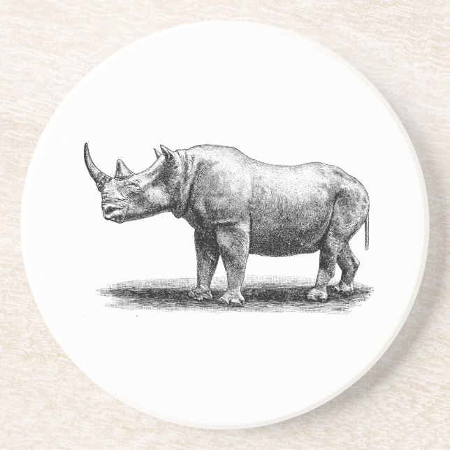 Posavasos De Arenisca Rhinos del rinoceronte del ilustracion del (Frente)