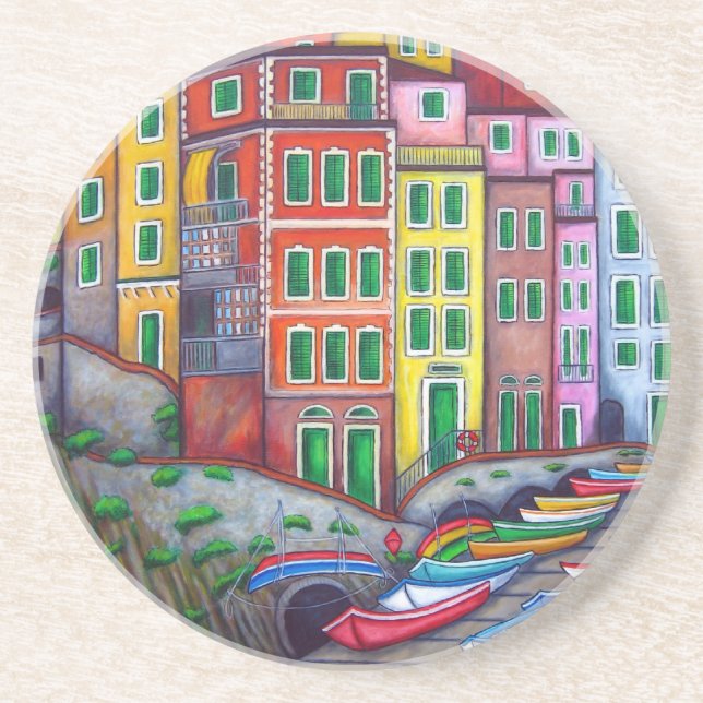 Posavasos De Arenisca Riomaggiore Coasters por Lisa Lorenz (Frente)