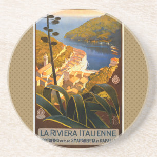 Posavasos De Arenisca Riviera italiana Europa Italia cartel de viaje