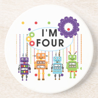 Posavasos De Arenisca Robot 4ª camisetas de cumpleaños y regalos