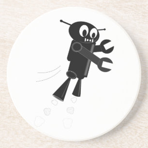Posavasos De Arenisca Robot volador negro