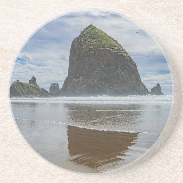 Posavasos De Arenisca Roca del Haystack, playa del cañón, Oregon (Frente)