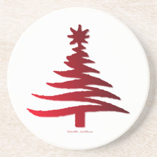 Posavasos De Arenisca Rojo del patrón del árbol de Navidad