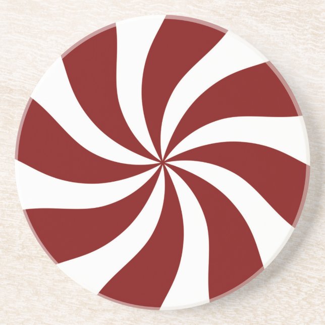 Posavasos De Arenisca Rojo y blanco del remolino del caramelo de (Frente)