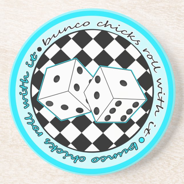 Posavasos De Arenisca Rollo de los polluelos de Bunco con él - azul (Frente)
