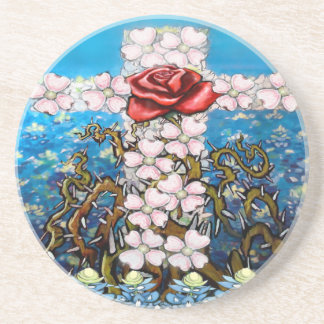 Posavasos De Arenisca Rosa de la Cruz Floral