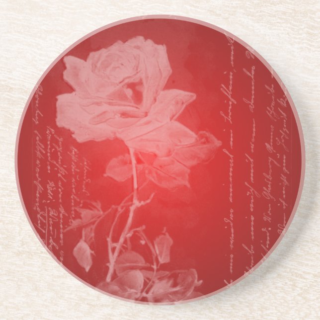 Posavasos De Arenisca Rosa en Red Valentine Coaster (Frente)