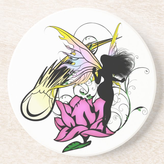 Posavasos De Arenisca Rosa Sombra Hada (Frente)