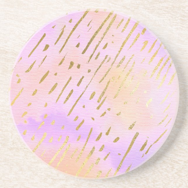 Posavasos De Arenisca Rosa y oro (Frente)