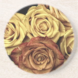 Posavasos De Arenisca Rosas amarillos y rojos